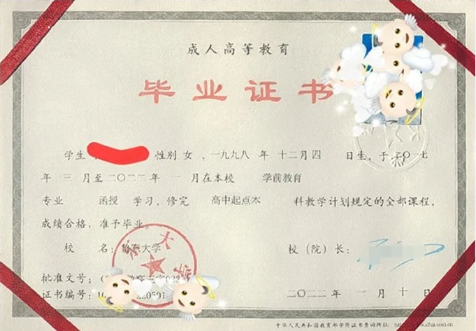 鲁东大学2022年函授高中起点本科毕业证书样本图片（学前教育）